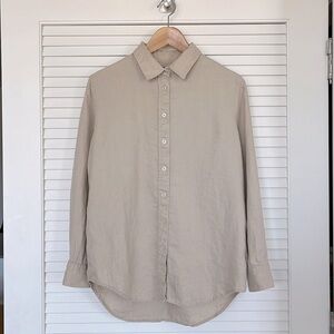 QUINCE 100% European Linen Long Sleeve Shirt IN driftwood